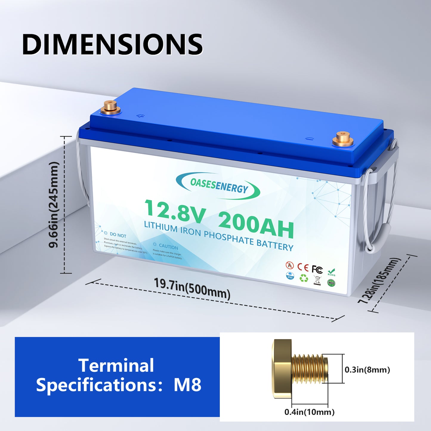 Oasesenergy LiFePO4 12V 200Ah Lithium Iron Phosphate Battery